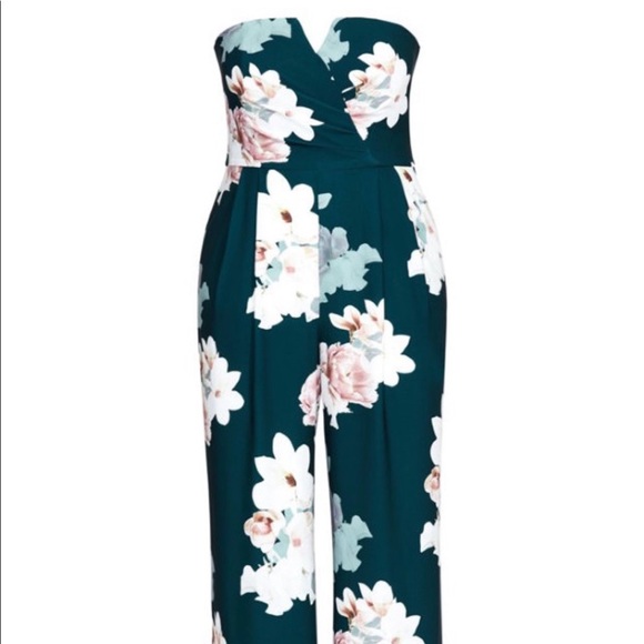 NWT City Chic Emerald Floral Jumpsuit - Picture 5 of 5